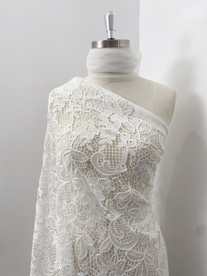 Guipure Flower Embroidery Hollowed Flower for baby dress ball gown floral by yard,Elegant Off-White Floral Embroidery Bridal Lace