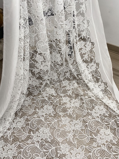 Guipure Flower Embroidery Hollowed Flower for baby dress ball gown floral by yard,Elegant Off-White Floral Embroidery Bridal Lace