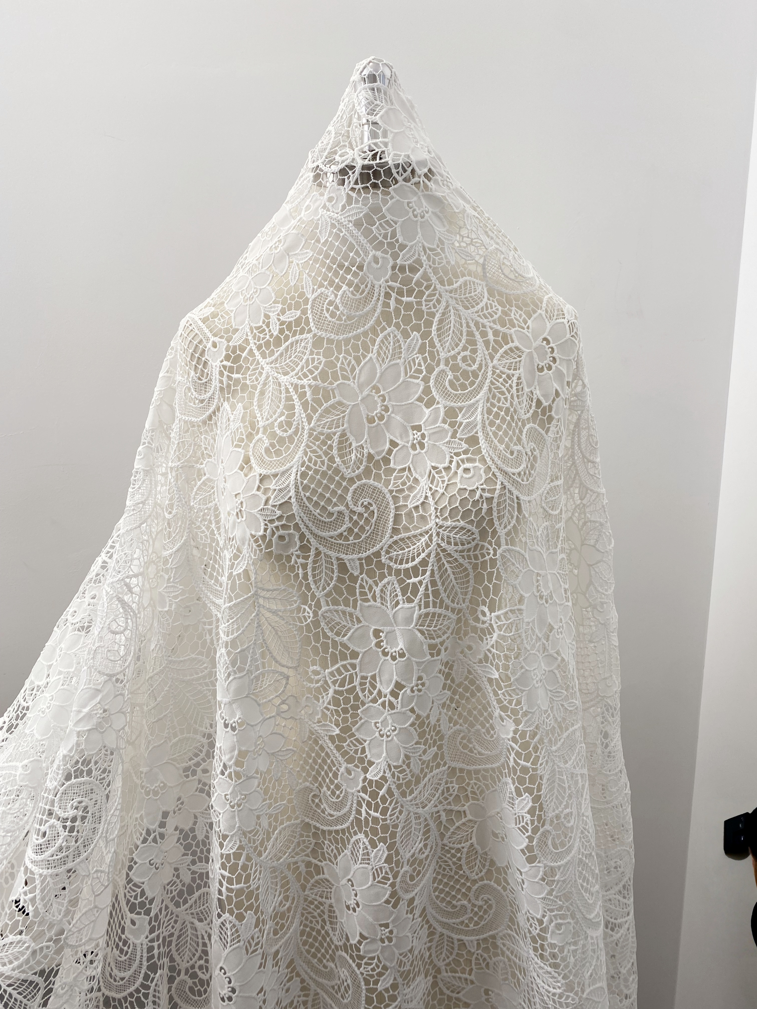 Guipure Flower Embroidery Hollowed Flower for baby dress ball gown floral by yard,Elegant Off-White Floral Embroidery Bridal Lace