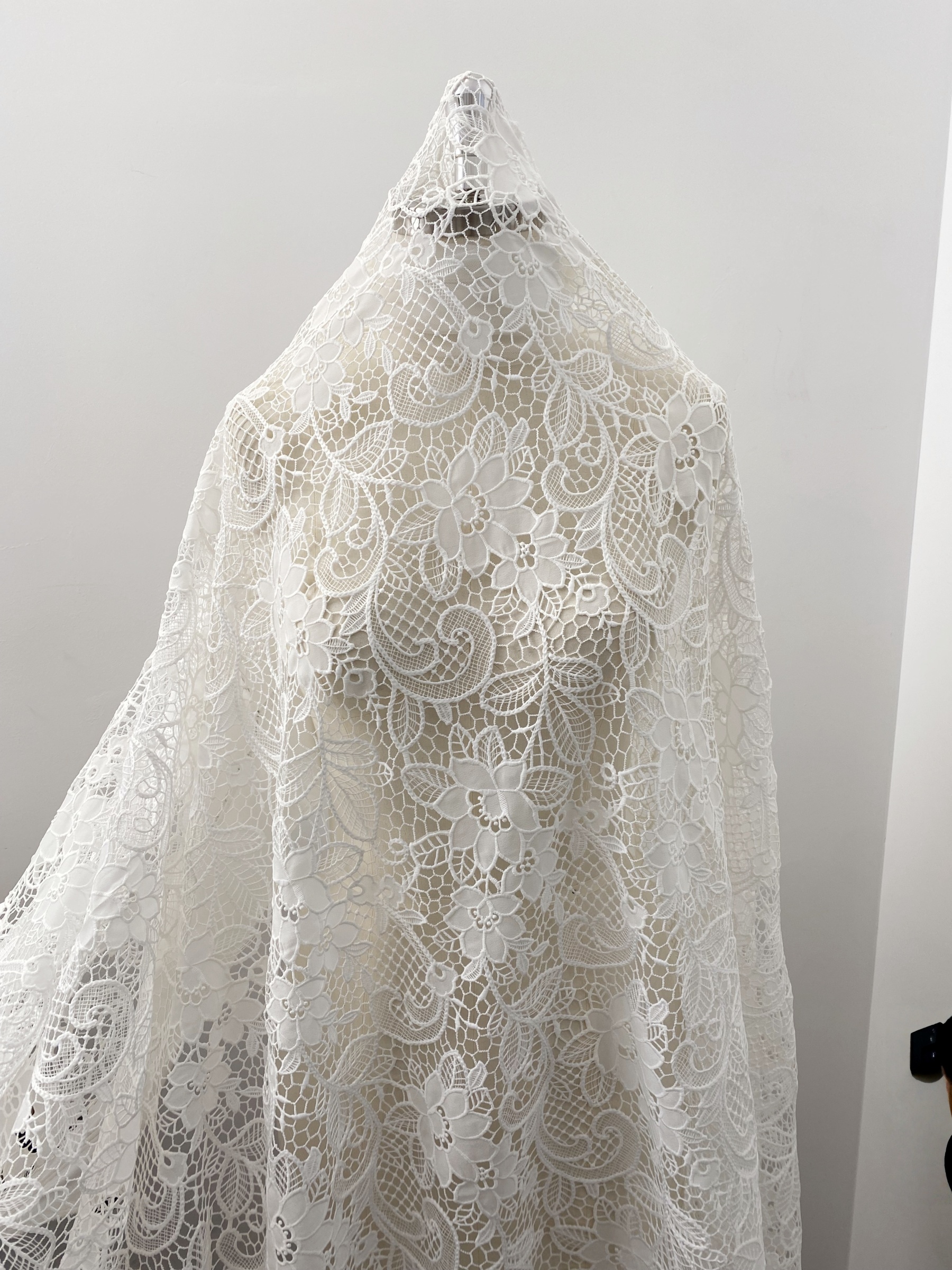 Guipure Flower Embroidery Hollowed Flower for baby dress ball gown floral by yard,Elegant Off-White Floral Embroidery Bridal Lace