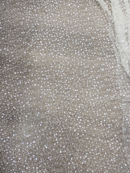 Beads and Sequined Tulle Fabric, Off-White Sequined Bridal Mesh Lace Fabric for Wedding Dress Veil Bridal Gown, Sold by 1 Yard