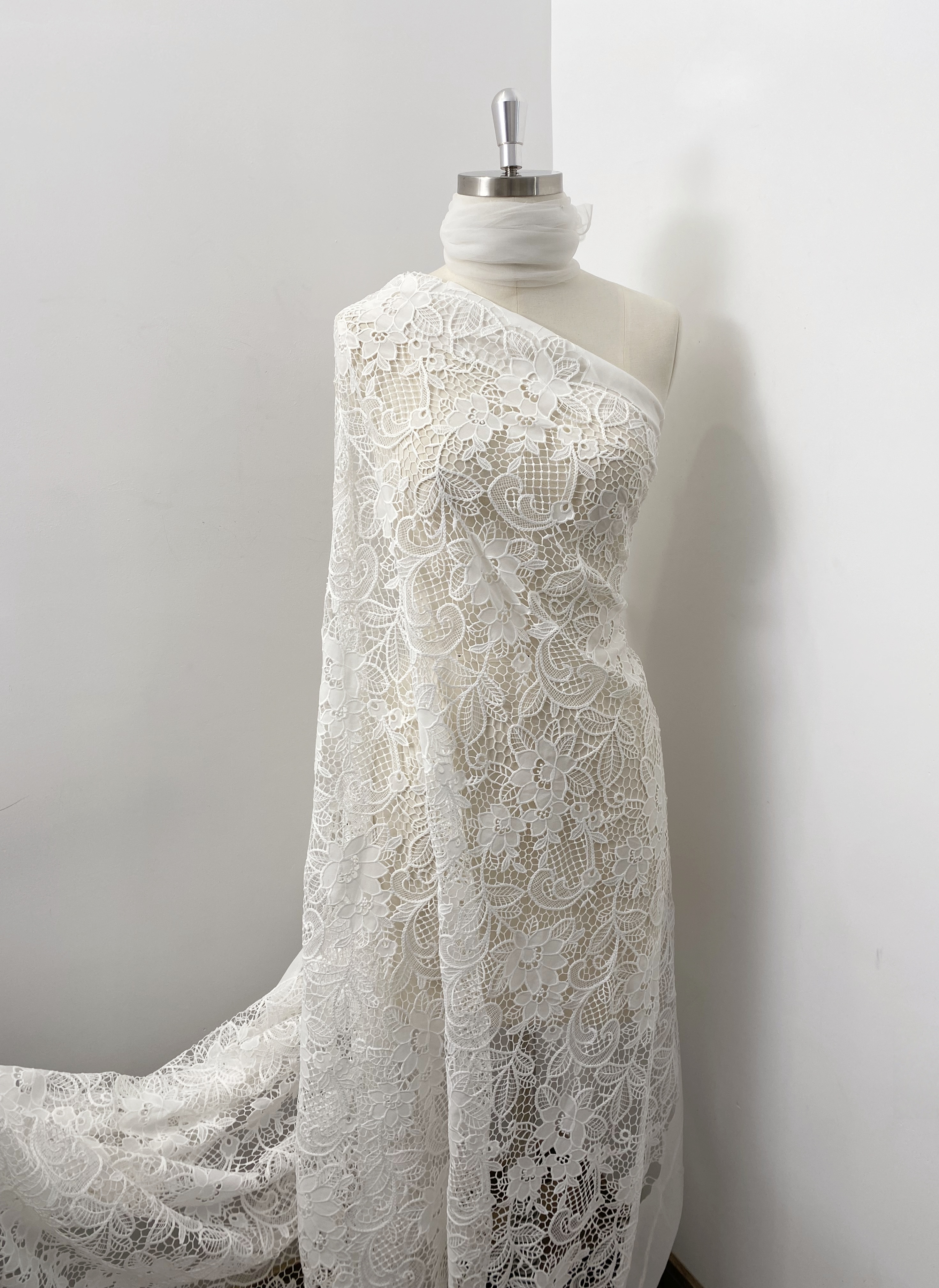 Guipure Flower Embroidery Hollowed Flower for baby dress ball gown floral by yard,Elegant Off-White Floral Embroidery Bridal Lace