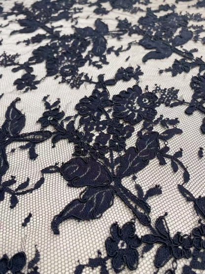 Corded Alencon Flower Lace Fabric, 3 Meters French Chantilly lace fabric trim for wedding shrugs,bridal gown,Classic lace top overlay, sold by 3 maters