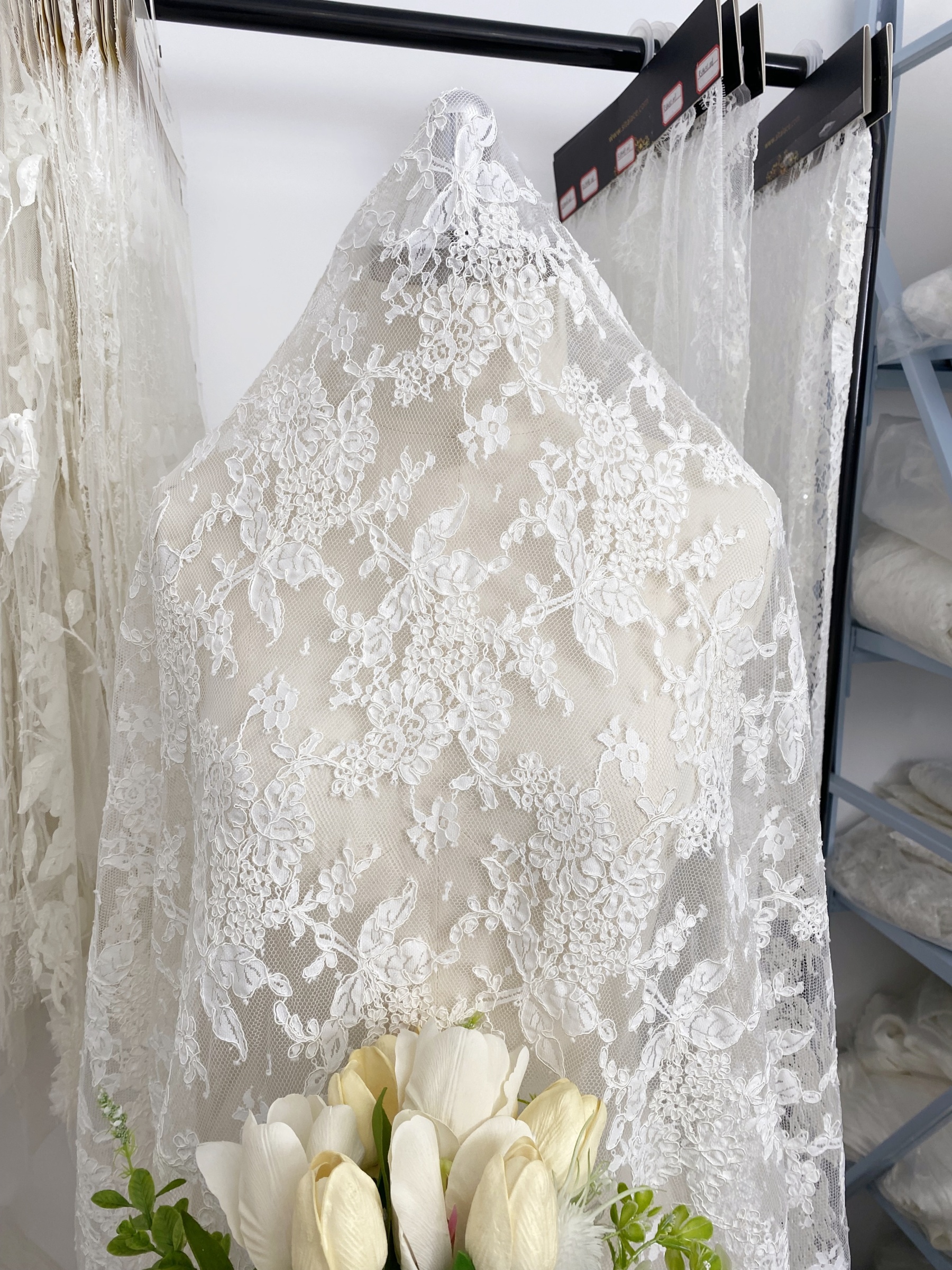 White French Lace with Corded