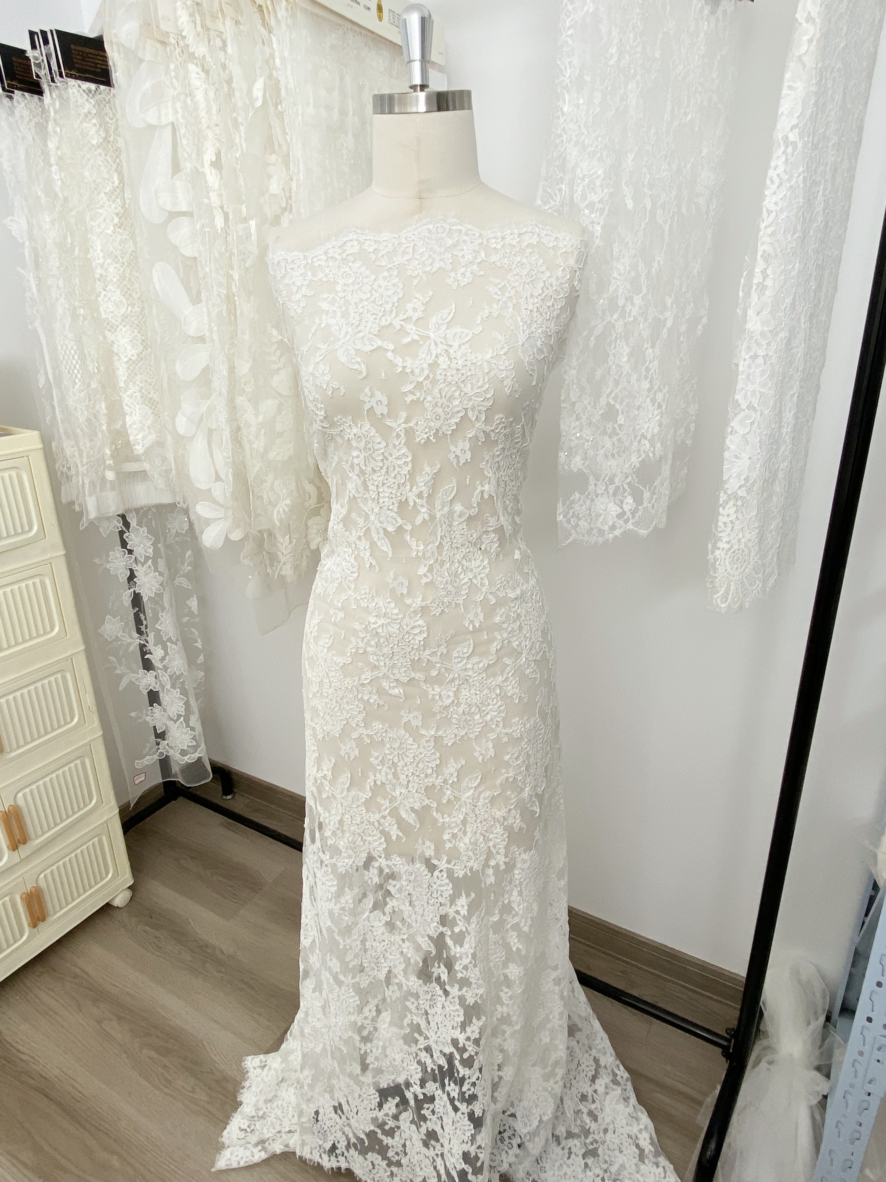 White French Lace with Corded