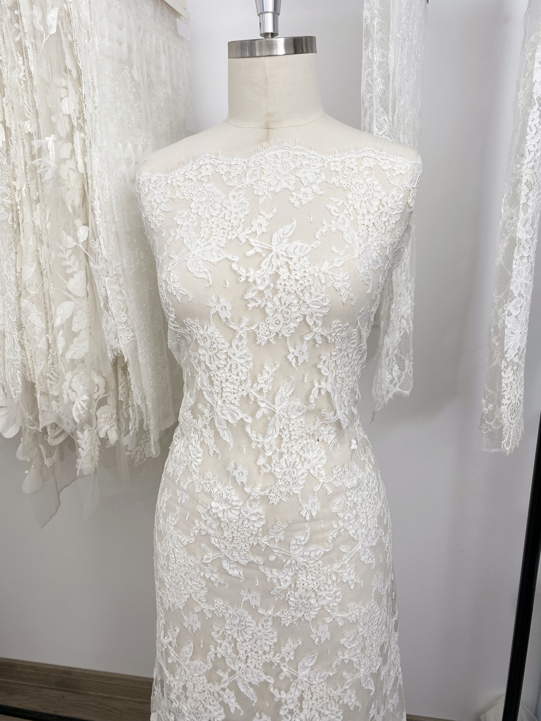 White French Lace with Corded