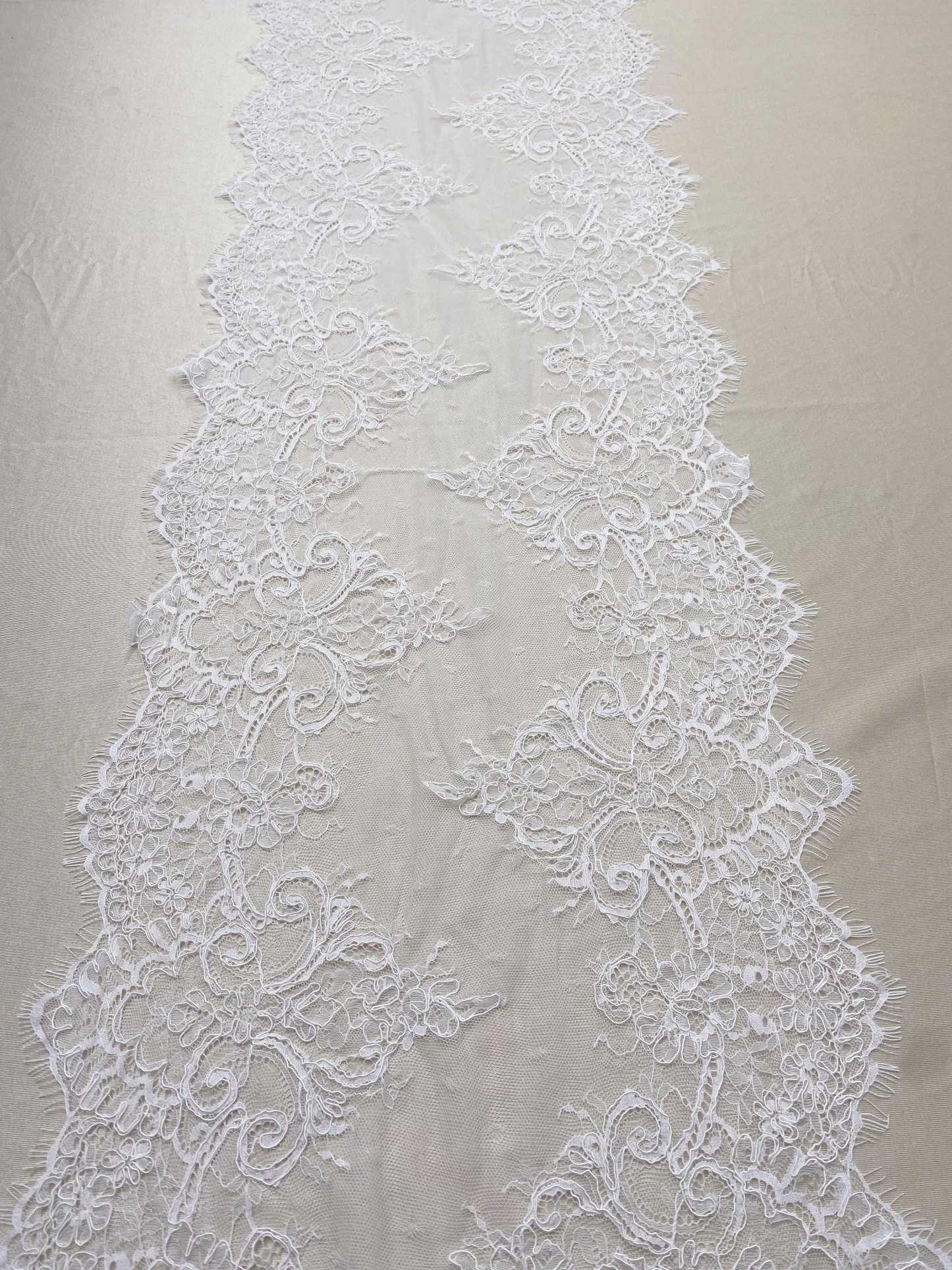 3 Meters French Corded Lace Trim,Floral Eyelash Lace for Bridal Wedding Veils or Dresses