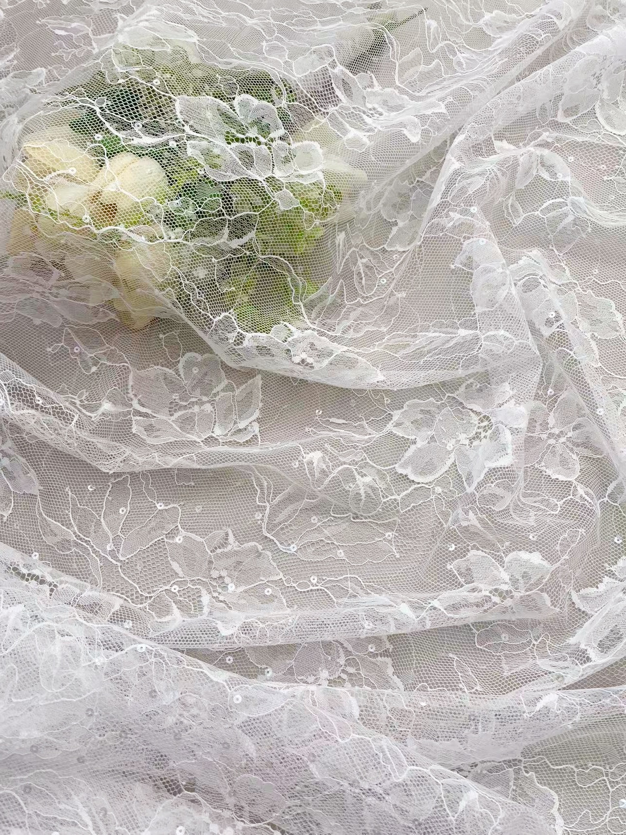 Chantilly Eyelash Lace,Floral Lace Fabric, 59 inches Wide for Veil, Dress,Robe Costume, Craft Making, Embroider Eyelash 3 Meter/piece