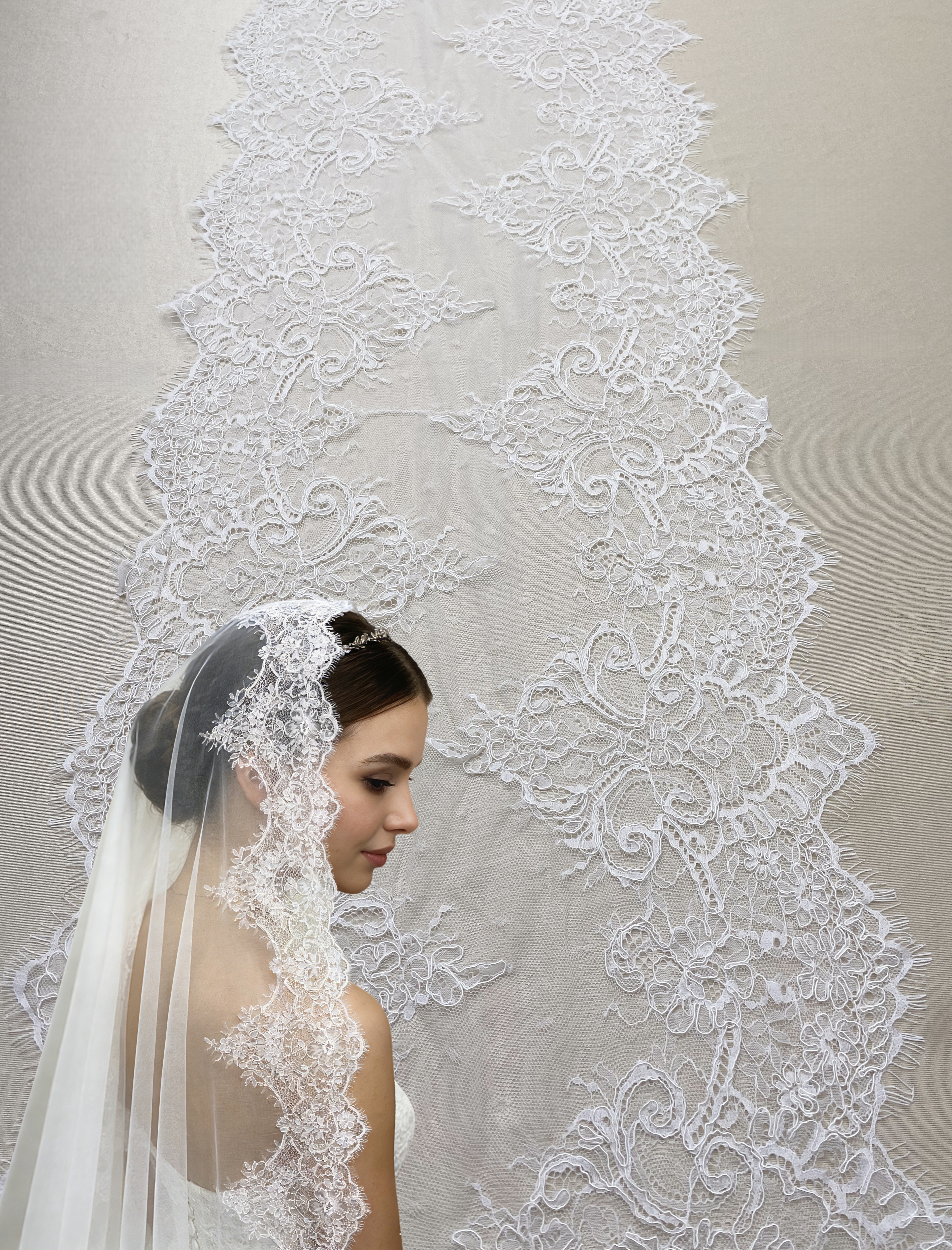 3 Meters French Corded Lace Trim,Floral Eyelash Lace for Bridal Wedding Veils or Dresses