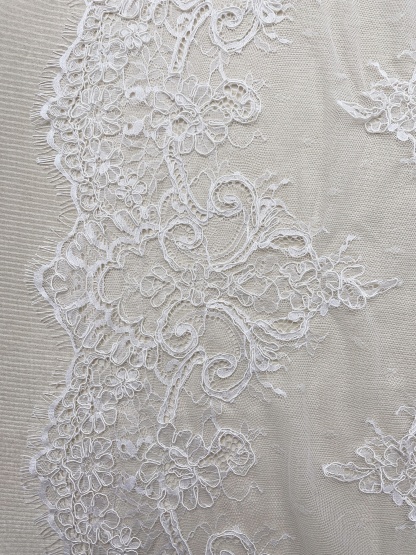 3 Meters French Corded Lace Trim,Floral Eyelash Lace for Bridal Wedding Veils or Dresses