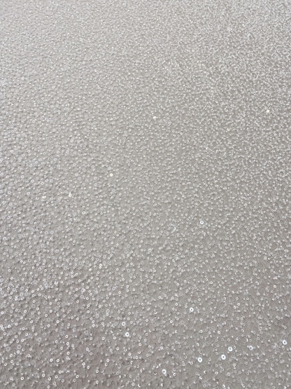 Luxury Beaded Tulle Lace Fabric, Ivory Heavy Sequin Bridal Mesh by the Yard for Wedding Dress & Veil