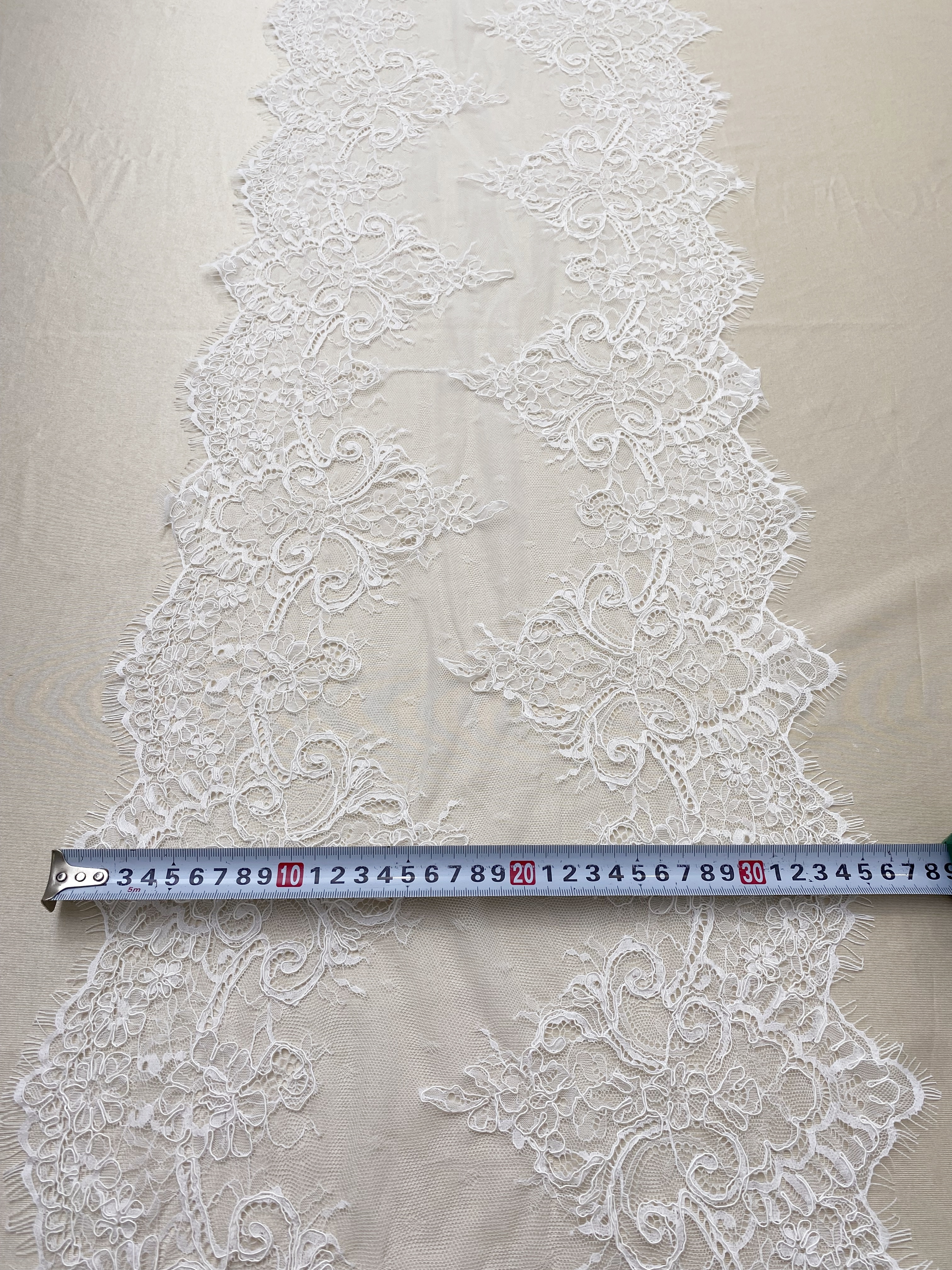 3 Meters French Corded Lace Trim,Floral Eyelash Lace for Bridal Wedding Veils or Dresses