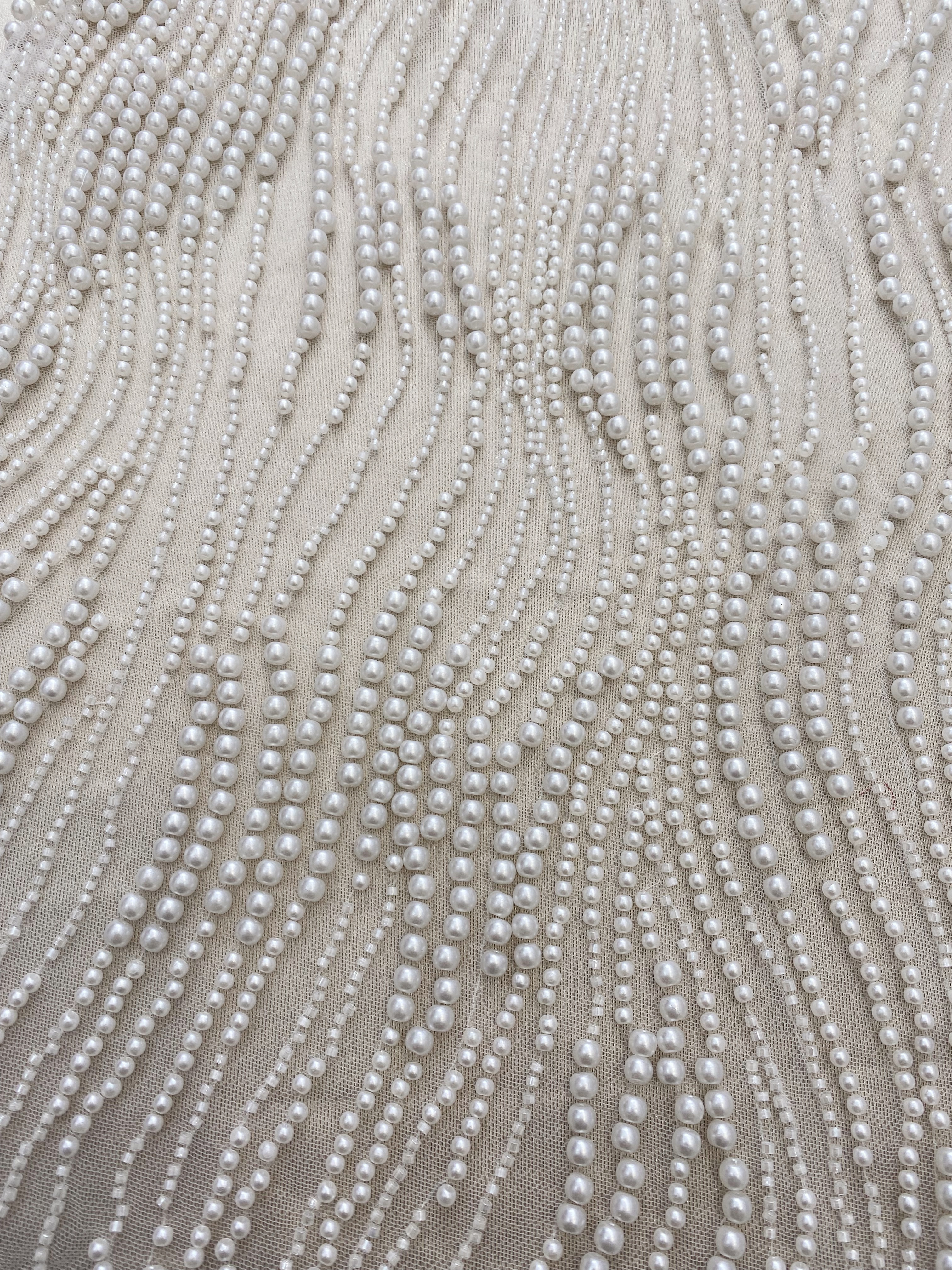  Bead Pearls Lace Fabric,Heavy Full Bead Wedding Bridal Dress,Embroidery Prom Party Wedding Dress Fabric