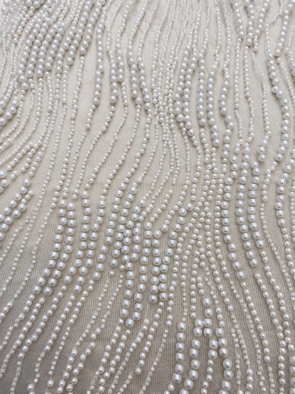  Bead Pearls Lace Fabric,Heavy Full Bead Wedding Bridal Dress,Embroidery Prom Party Wedding Dress Fabric