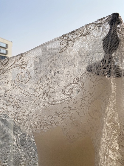 3 Meters French Corded Lace Trim,Floral Eyelash Lace for Bridal Wedding Veils or Dresses