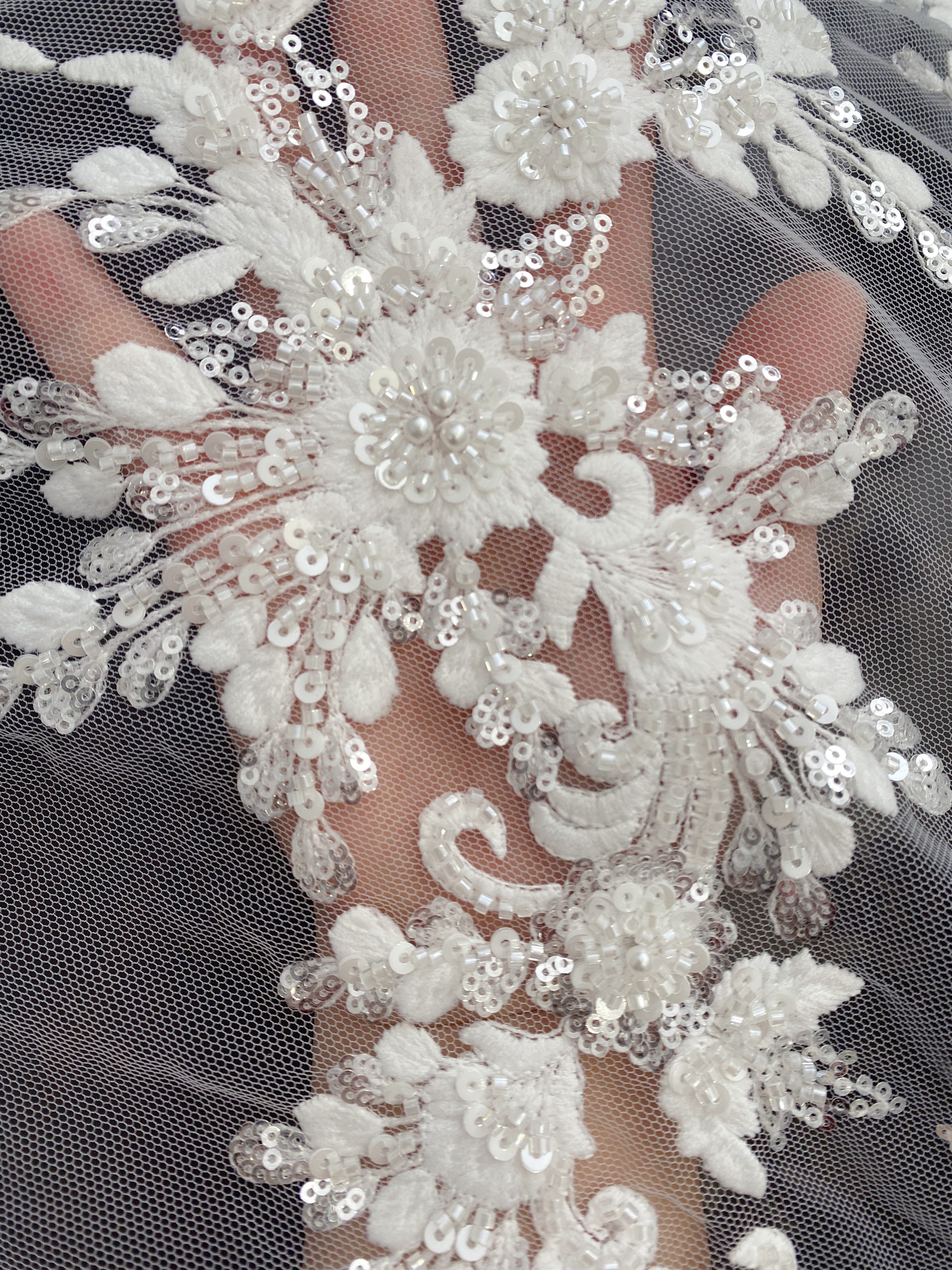 2026 New Embroidered Tulle Lace Fabric by the Yard , Ivory Wedding Lace for Bridal dress, Elegant Gown or Veil, Royal Style