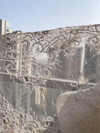 3 Meters French Corded Lace Trim,Floral Eyelash Lace for Bridal Wedding Veils or Dresses