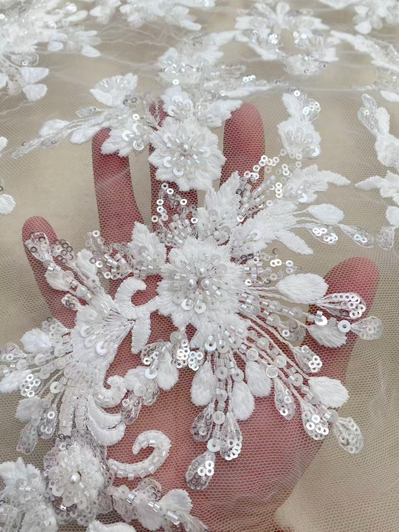 2026 New Embroidered Tulle Lace Fabric by the Yard , Ivory Wedding Lace for Bridal dress, Elegant Gown or Veil, Royal Style