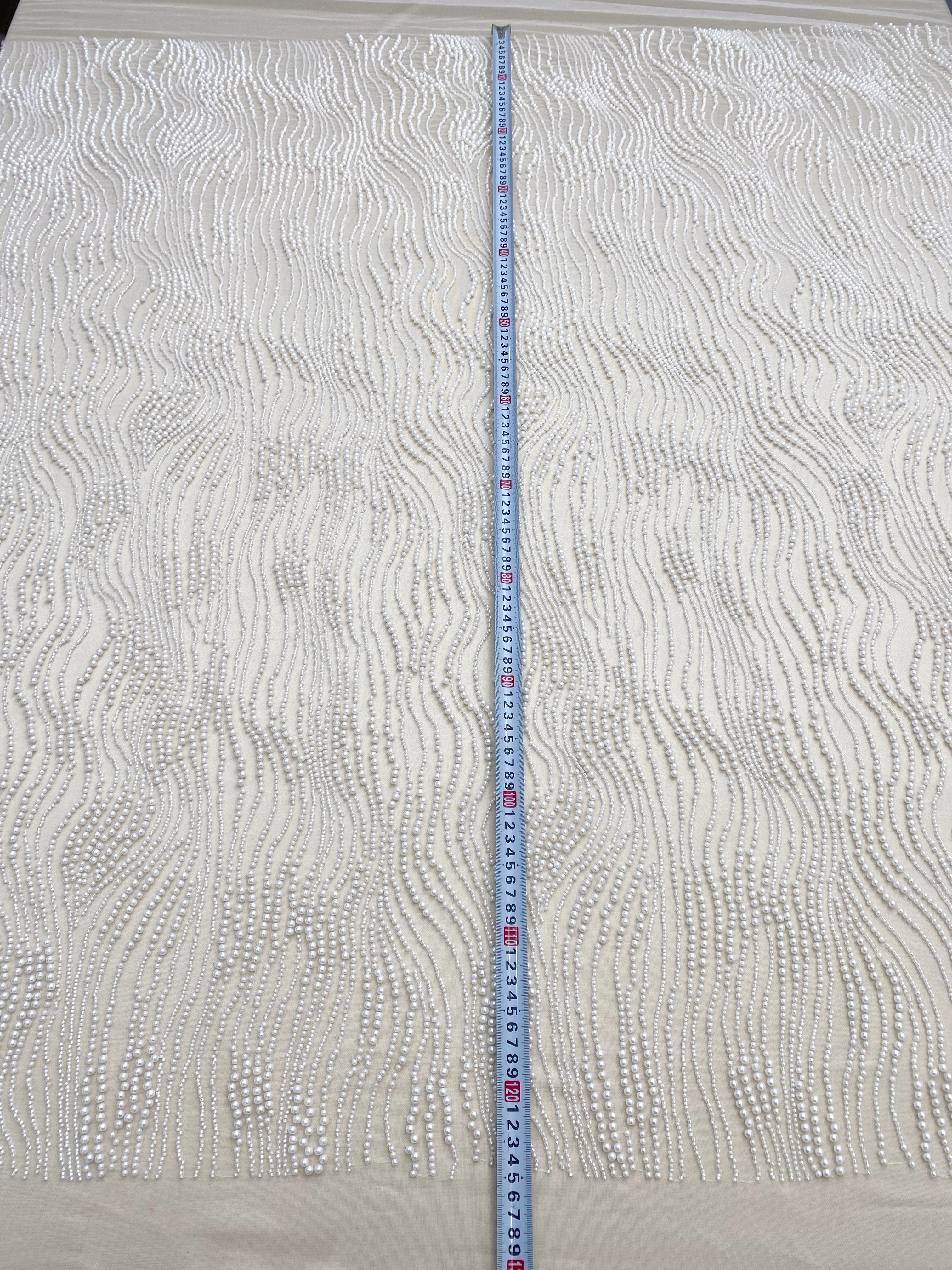  Bead Pearls Lace Fabric,Heavy Full Bead Wedding Bridal Dress,Embroidery Prom Party Wedding Dress Fabric