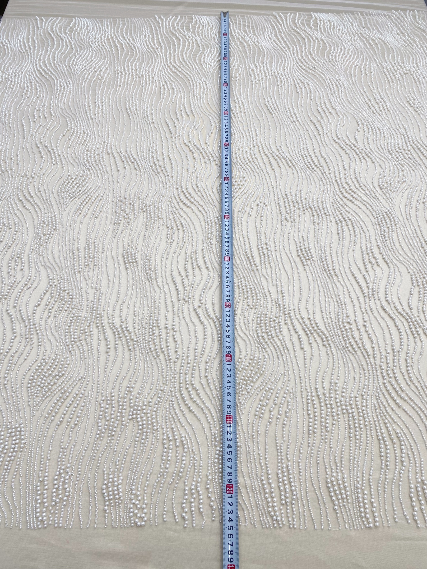  Bead Pearls Lace Fabric,Heavy Full Bead Wedding Bridal Dress,Embroidery Prom Party Wedding Dress Fabric