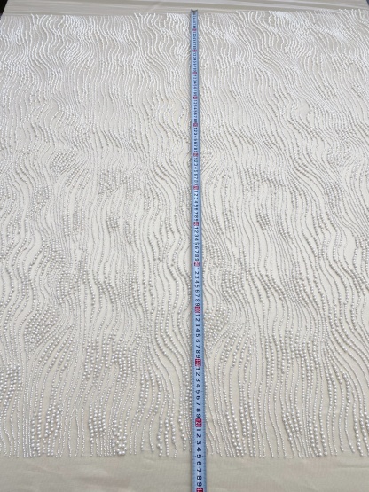  Bead Pearls Lace Fabric,Heavy Full Bead Wedding Bridal Dress,Embroidery Prom Party Wedding Dress Fabric