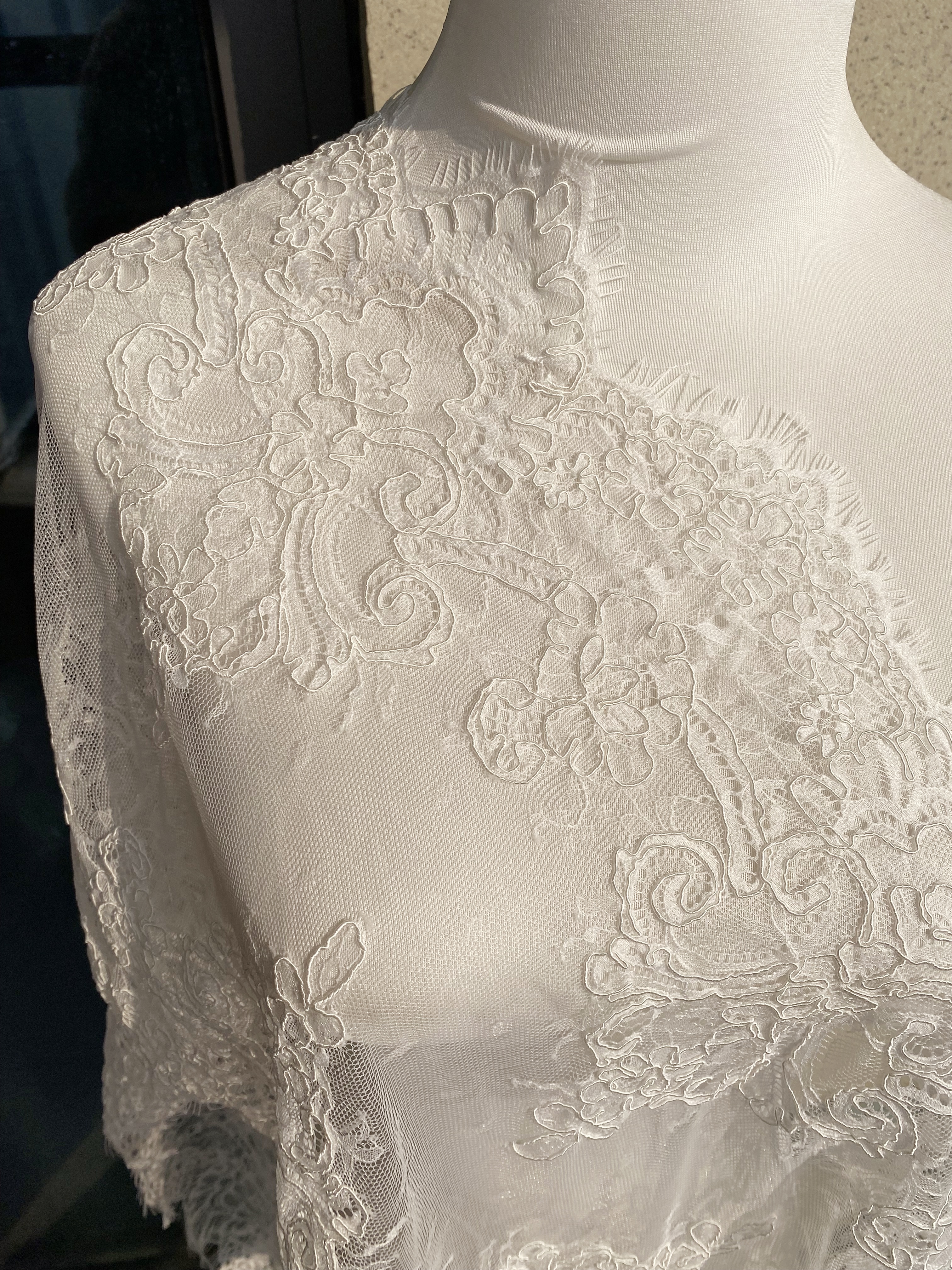 3 Meters French Corded Lace Trim,Floral Eyelash Lace for Bridal Wedding Veils or Dresses