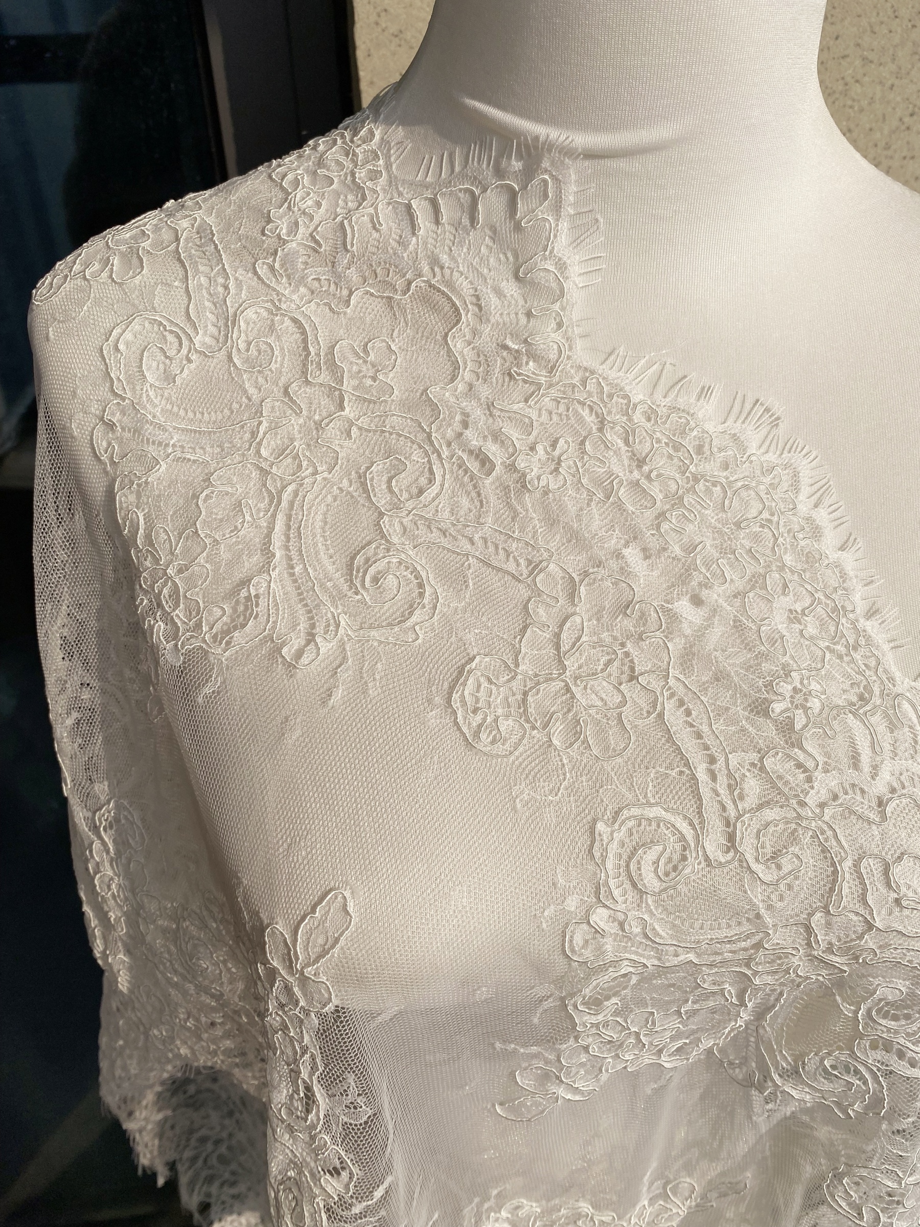 3 Meters French Corded Lace Trim,Floral Eyelash Lace for Bridal Wedding Veils or Dresses