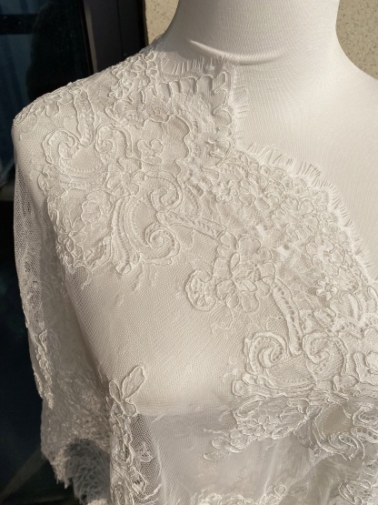 3 Meters French Corded Lace Trim,Floral Eyelash Lace for Bridal Wedding Veils or Dresses