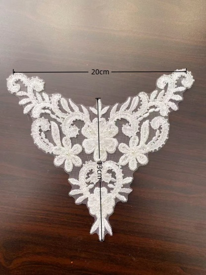 Off White Floral Lace Applique,Pearl Embroidered Bridal Embellishment for Wedding Dress, Bridal Gown, Party Gown, (20X13cm) -1pc