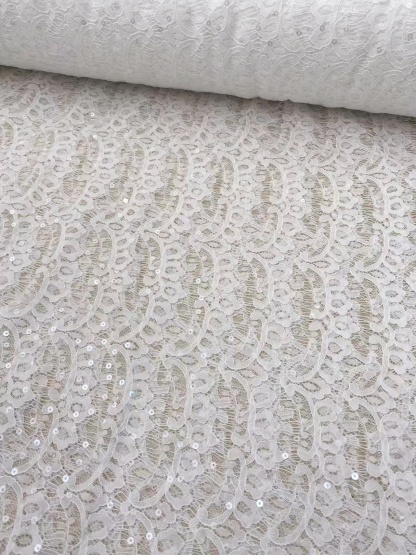 3 Meter Eyelash Lace Fabric with Sequins, Ivory French Wave Lace for Wedding Bridal Dress, Veil, Overlay,Underwear, Soft Bridal Tulle fabric