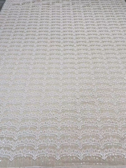 3 Meter Eyelash Lace Fabric with Sequins, Ivory French Wave Lace for Wedding Bridal Dress, Veil, Overlay,Underwear, Soft Bridal Tulle fabric