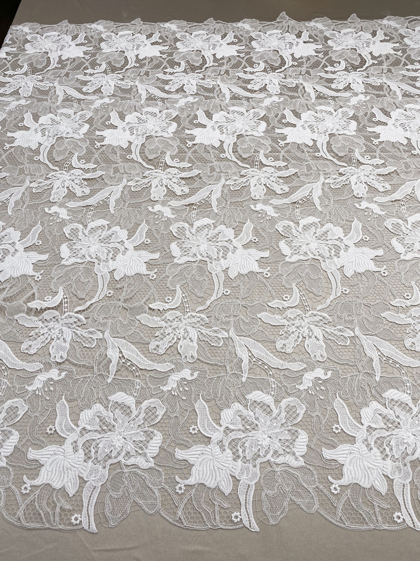 Elegant Guipure Lace Fabric, Hollowed Floral Lace Fabric, Crochet Lace Fabric, Bridal Lace Fabric for Wedding Gown, Prom Dress