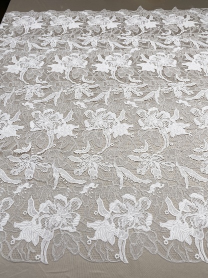 Elegant Guipure Lace Fabric, Hollowed Floral Lace Fabric, Crochet Lace Fabric, Bridal Lace Fabric for Wedding Gown, Prom Dress