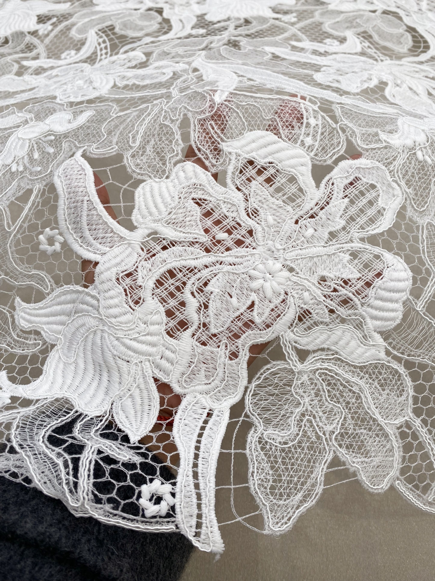 Elegant Guipure Lace Fabric, Hollowed Floral Lace Fabric, Crochet Lace Fabric, Bridal Lace Fabric for Wedding Gown, Prom Dress