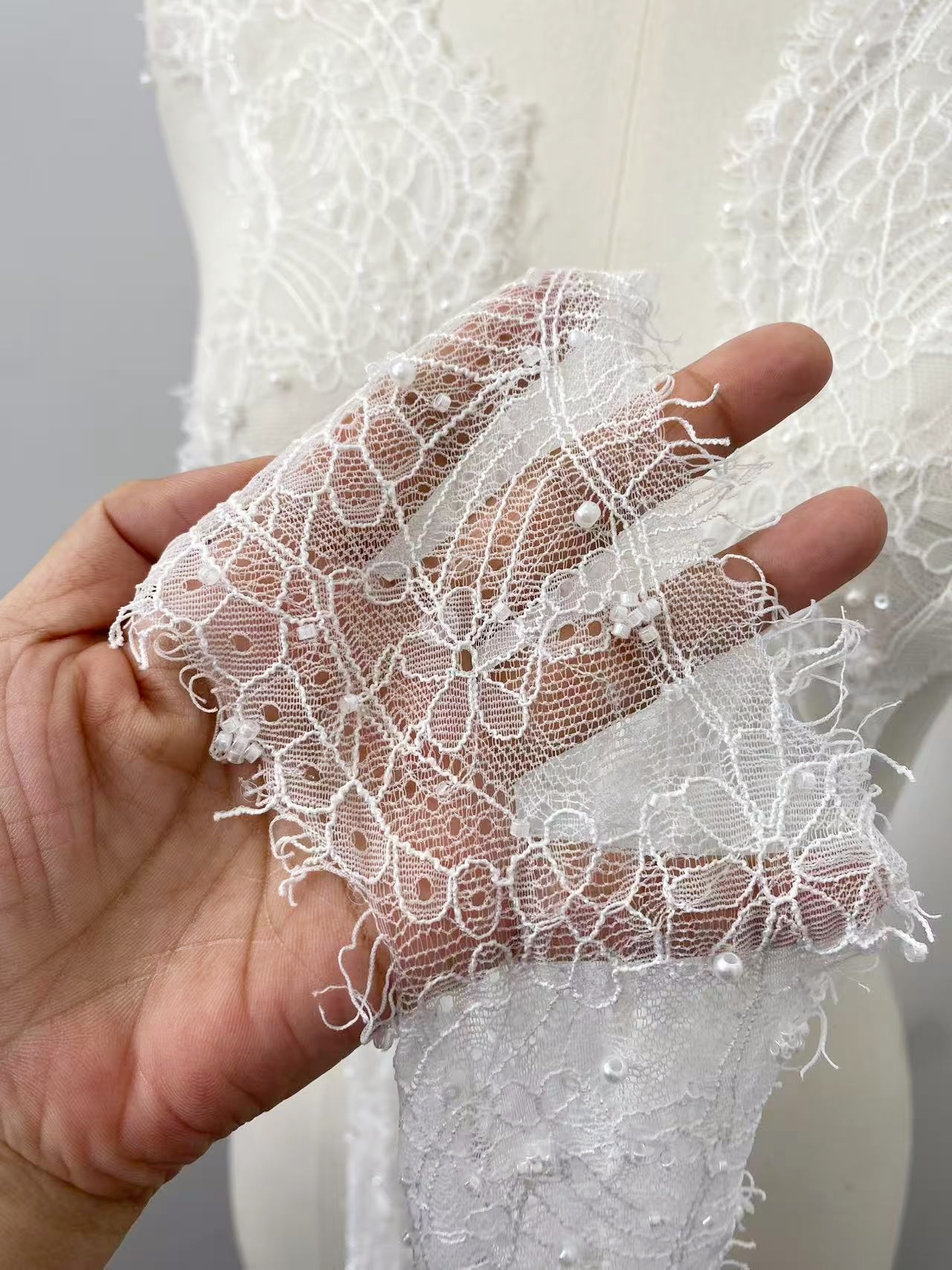 Soft Chantilly Lace Trim, Beautiful Eyelash Lace Trim for Lingerie, Veils, Dresses, Gowns, Lingerie, Headbands Sold as 3-Meter Piece