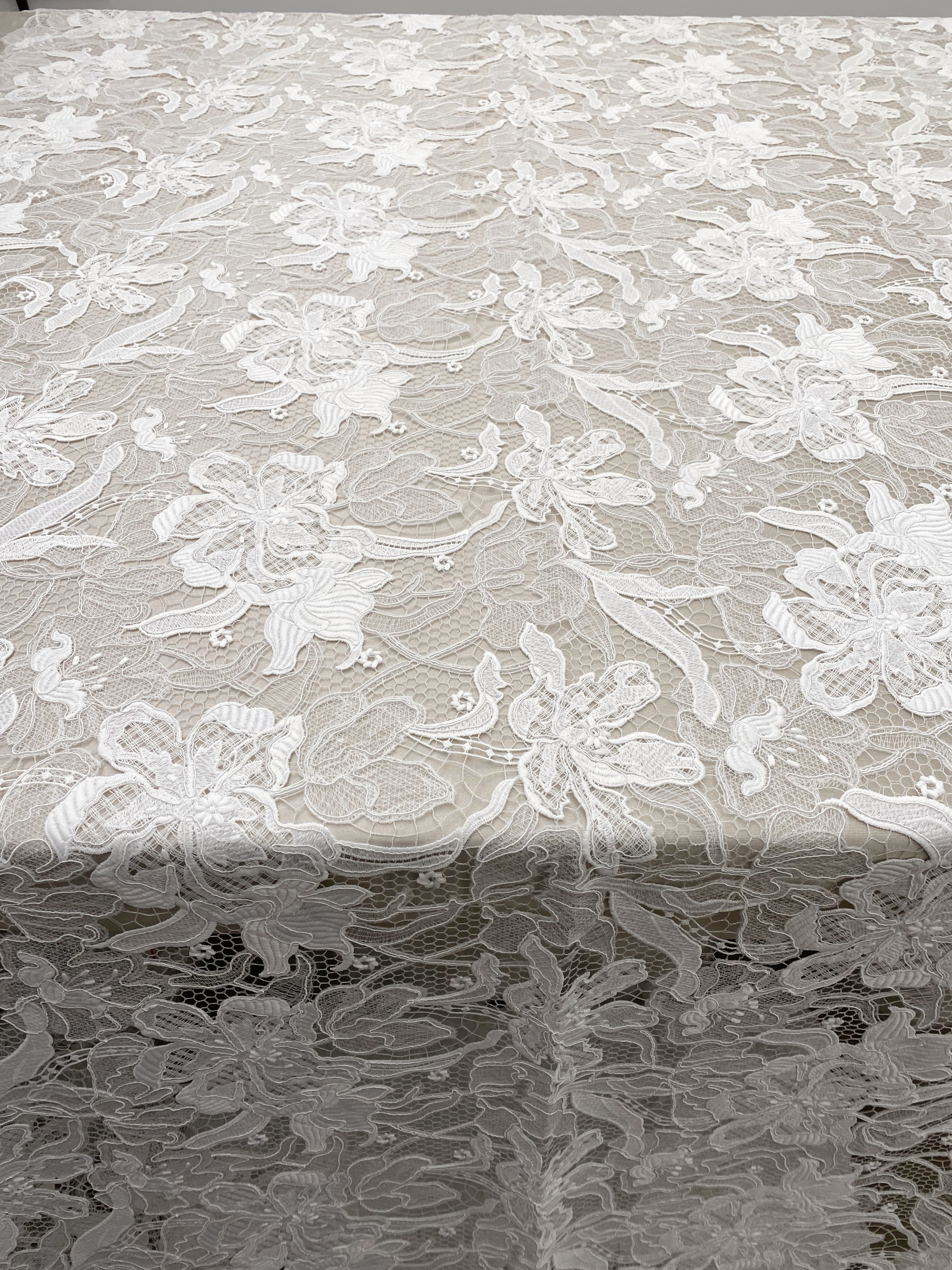 Elegant Guipure Lace Fabric, Hollowed Floral Lace Fabric, Crochet Lace Fabric, Bridal Lace Fabric for Wedding Gown, Prom Dress