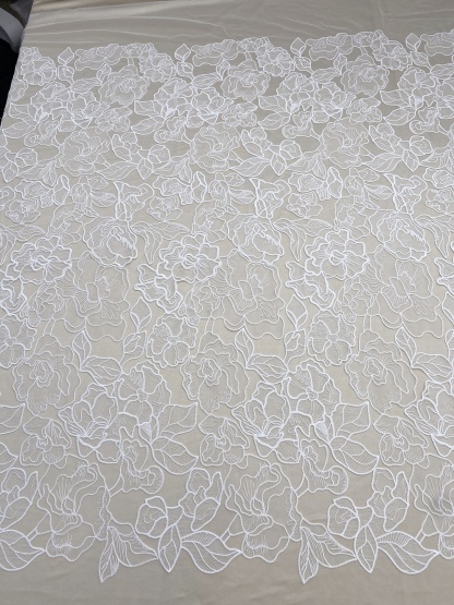 ExquisiteEmbroidery Floral Lace Fabric in Off White, Flowers Tulle Mesh Lace Fabric For Wedding Gown, Bridal Lace Fabric, by the yard