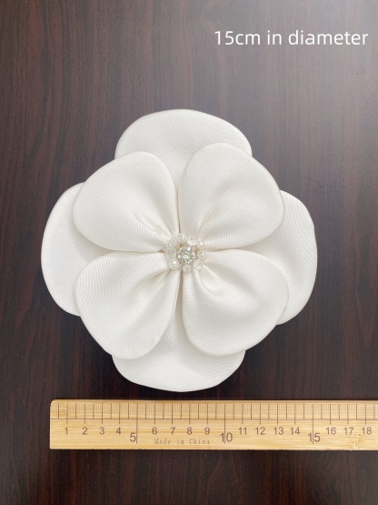 3D Flower Stain Applique, Handmade Flower Decoration with Rhinestone, Bead Petals Floral Patch Fabric for Wedding Costume, DIY Sewing