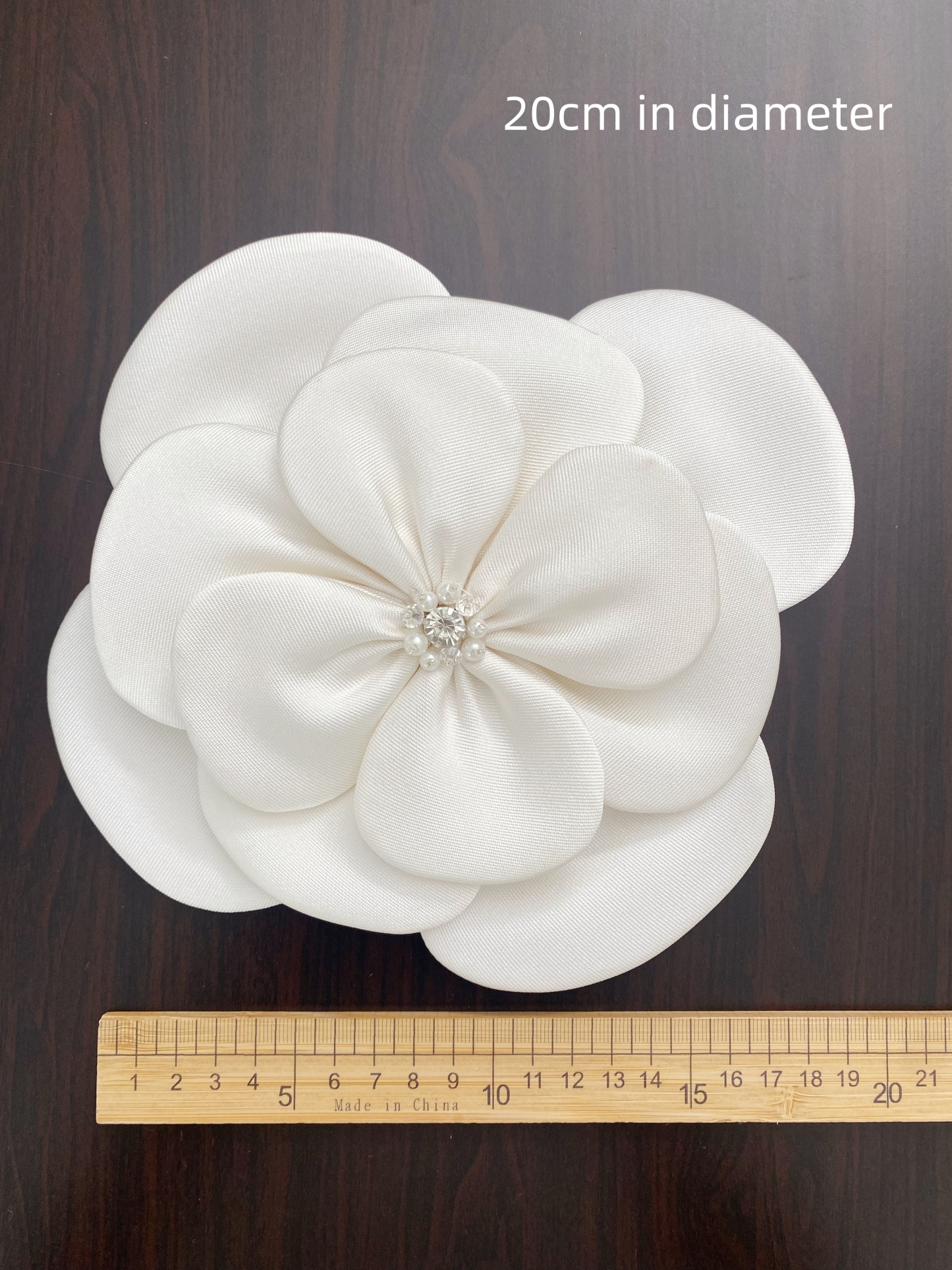 3D Flower Stain Applique, Handmade Flower Decoration with Rhinestone, Bead Petals Floral Patch Fabric for Wedding Costume, DIY Sewing