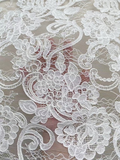 Ivory Floral Corded Lace Fabric, Embroidered Lace by the Yard for Wedding Dress, Veil, Overlay, Train, DIY Projects, Gown Inserts, Decor