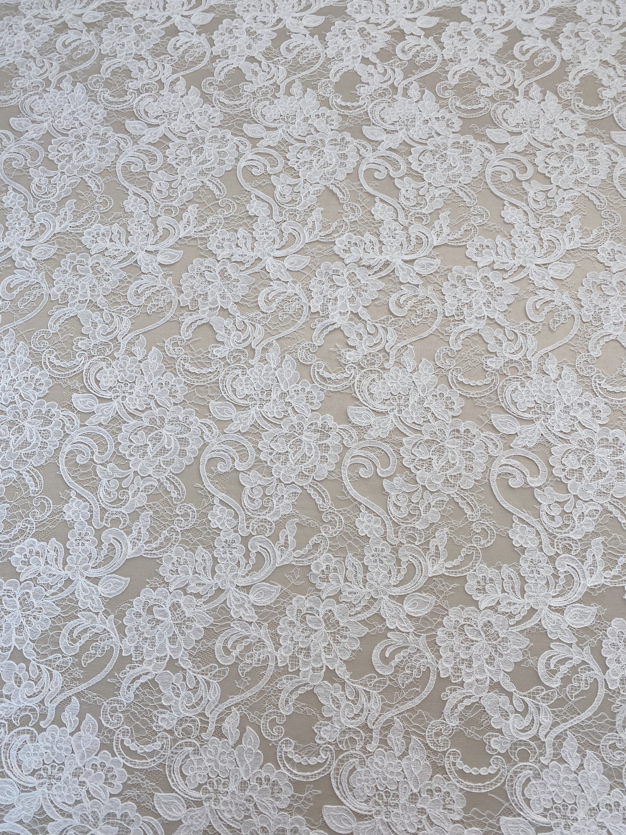 Ivory Floral Corded Lace Fabric, Embroidered Lace by the Yard for Wedding Dress, Veil, Overlay, Train, DIY Projects, Gown Inserts, Decor