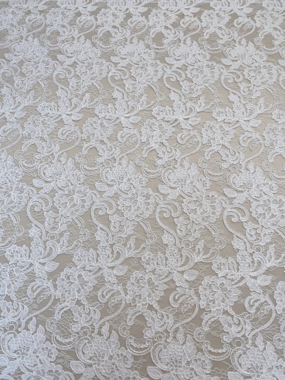 Ivory Floral Corded Lace Fabric, Embroidered Lace by the Yard for Wedding Dress, Veil, Overlay, Train, DIY Projects, Gown Inserts, Decor