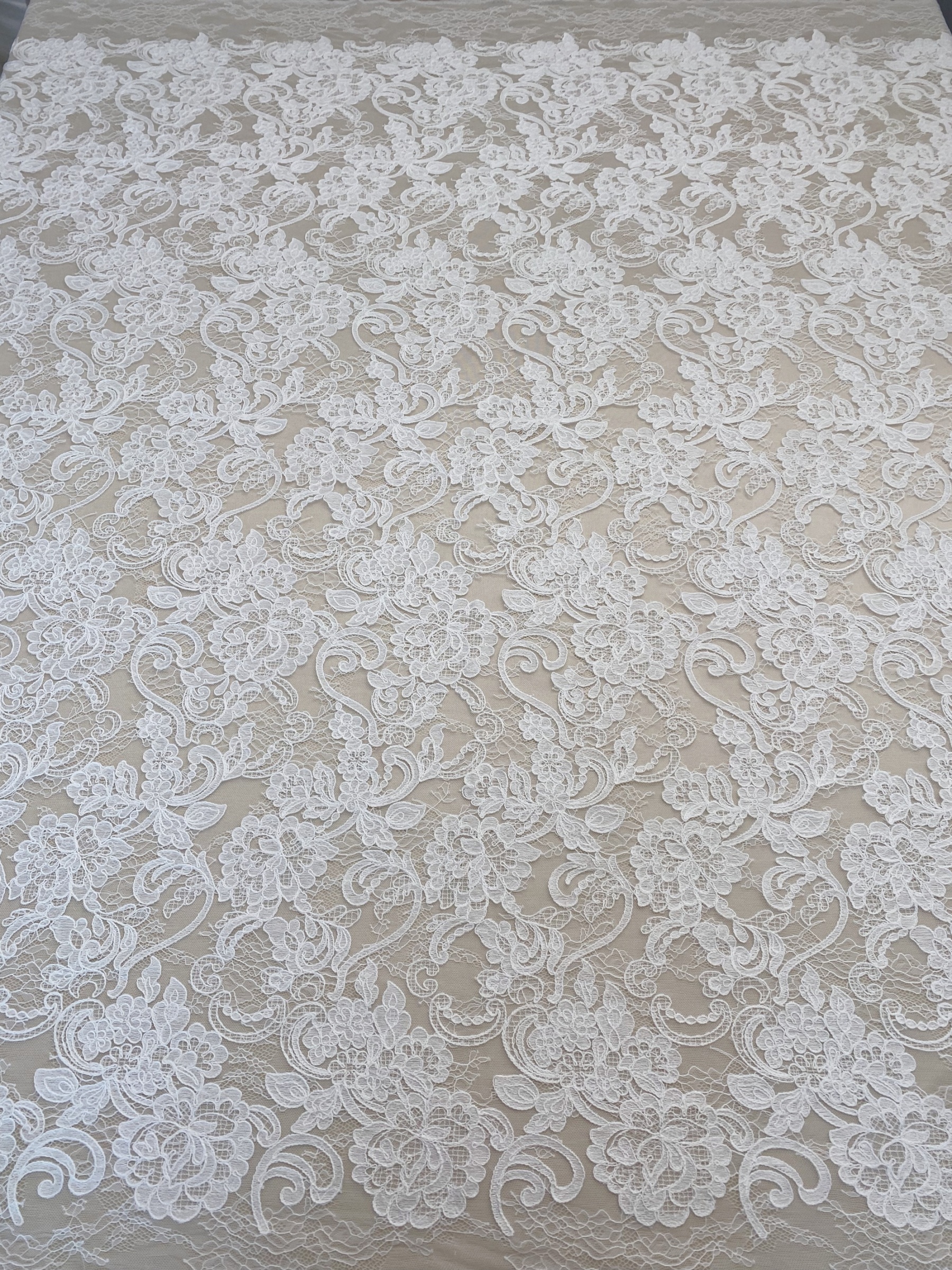 Ivory Floral Corded Lace Fabric, Embroidered Lace by the Yard for Wedding Dress, Veil, Overlay, Train, DIY Projects, Gown Inserts, Decor