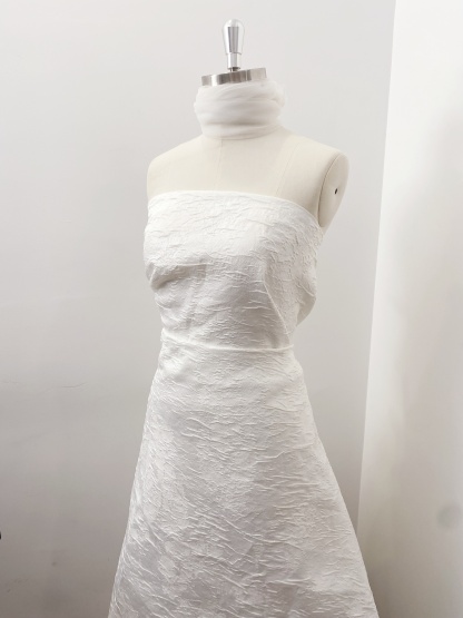 Crinkle Jacquard Lace Fabric for Wedding Dress, Party Gown, Costumes, Couture, Wedding Decoration, Creative Embossed Textil