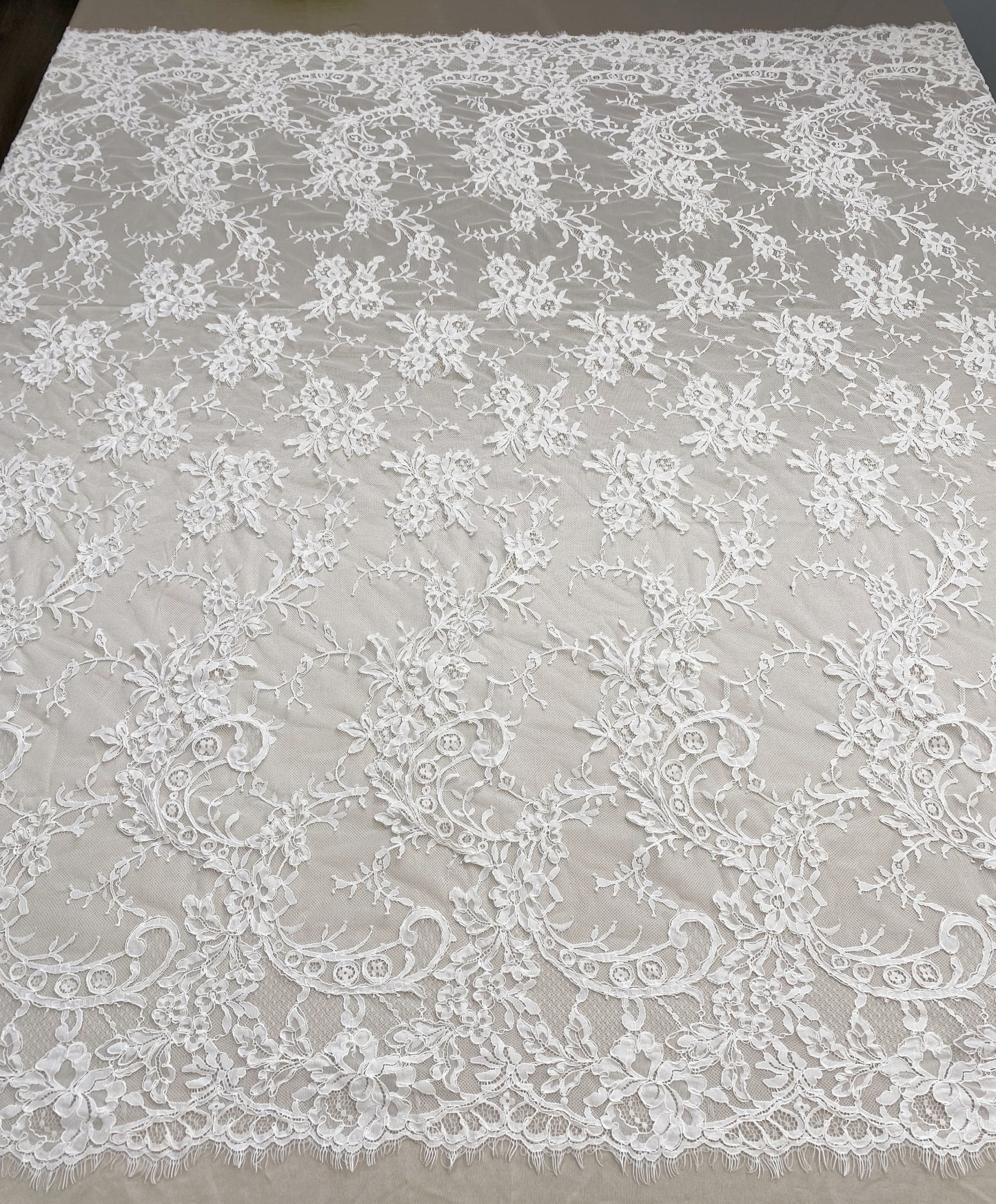 Corded Alencon Flower Lace Fabric, 3 Meters French Eyelash lace fabric trim for wedding shrugs,bridal gown,Classic lace top overlay