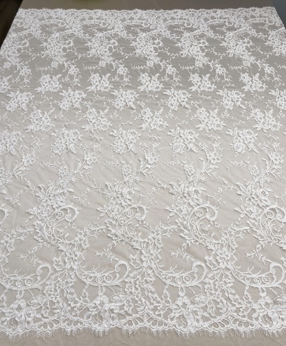 Corded Alencon Flower Lace Fabric, 3 Meters French Eyelash lace fabric trim for wedding shrugs,bridal gown,Classic lace top overlay