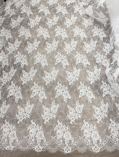 3 Meters 150cm Wide French Chantilly Lace Fabric for Wedding Dress, Bridal Gown, Floral Embroidery Wedding Lace