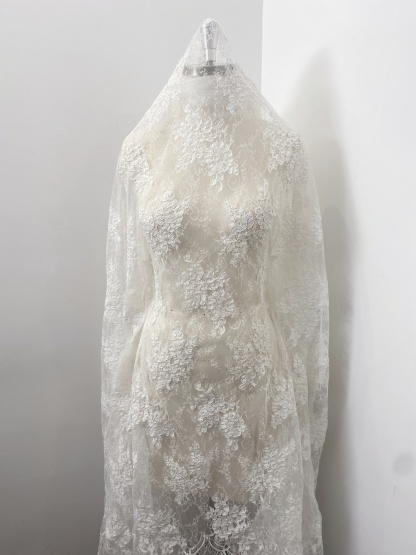 3 Meters 150cm Wide French Chantilly Lace Fabric for Wedding Dress, Bridal Gown, Floral Embroidery Wedding Lace