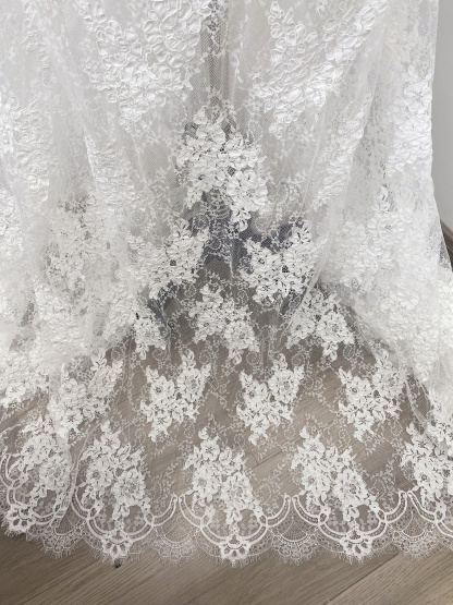 3 Meters 150cm Wide French Chantilly Lace Fabric for Wedding Dress, Bridal Gown, Floral Embroidery Wedding Lace