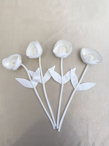 3/6 Pieces 3D Flower Stain Applique,White Lace Flower Decoration,Leaf Flower Applique Patch for Tops, Dresses, Crafts Garments Sewing